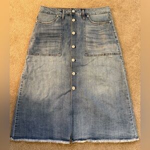 Denim Button-Front Midi Skirt